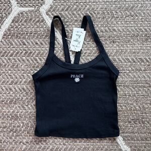 Hippie Rose "Peace" Cropped Tank Sz small